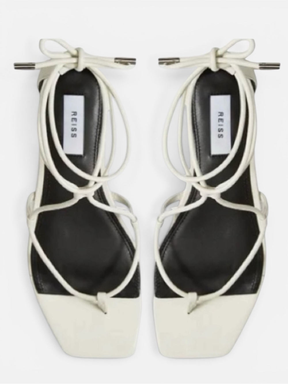 Reiss Kali Flat Leather Strappy Wrap Sandals Women’s EU37 US 6.5  in White